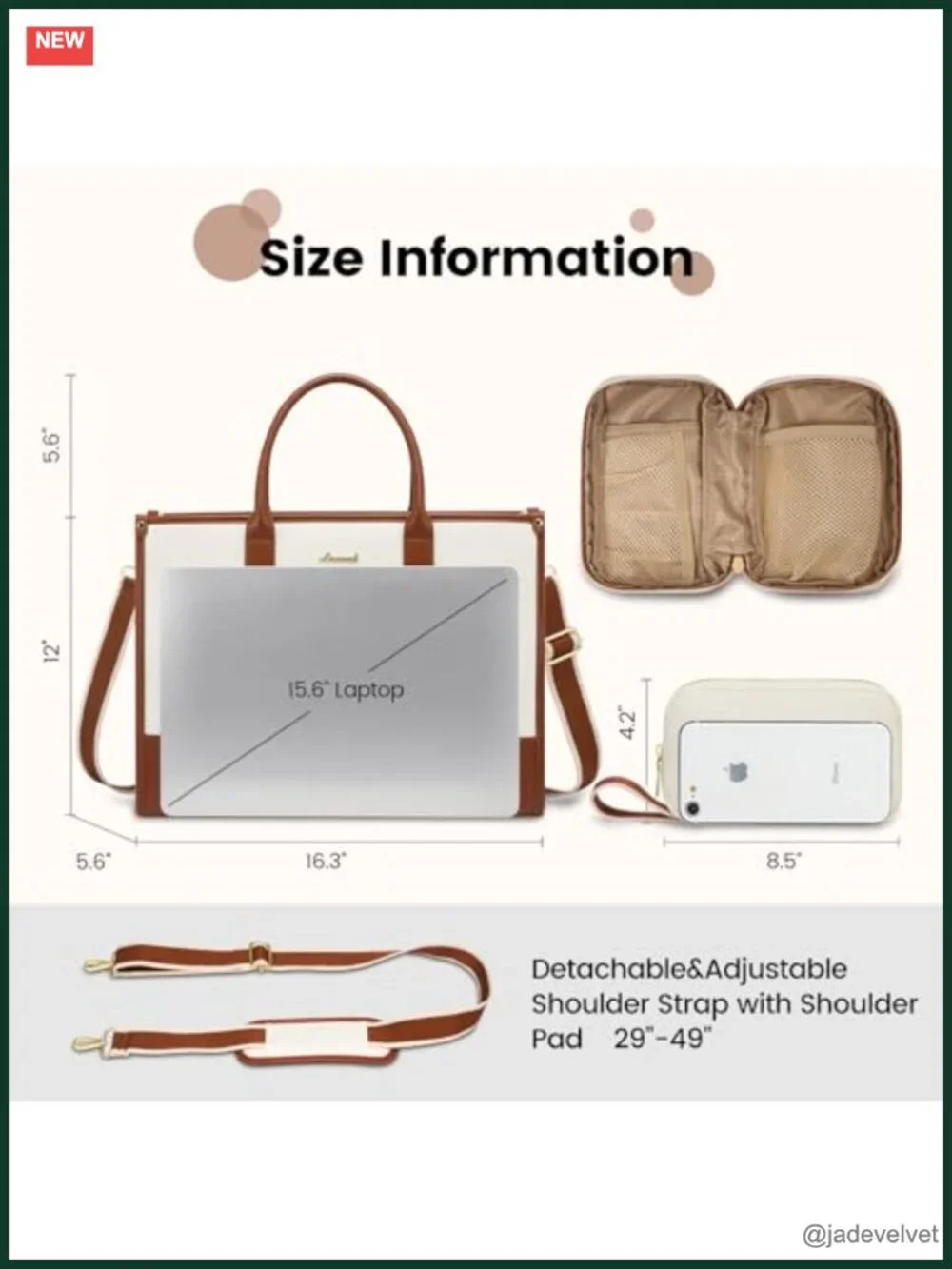 Large Professional Laptop Tote Bag with Padded Compartment for 15.6